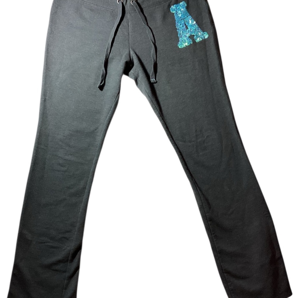 Drawstring Pants with Blue Sequin Detail
